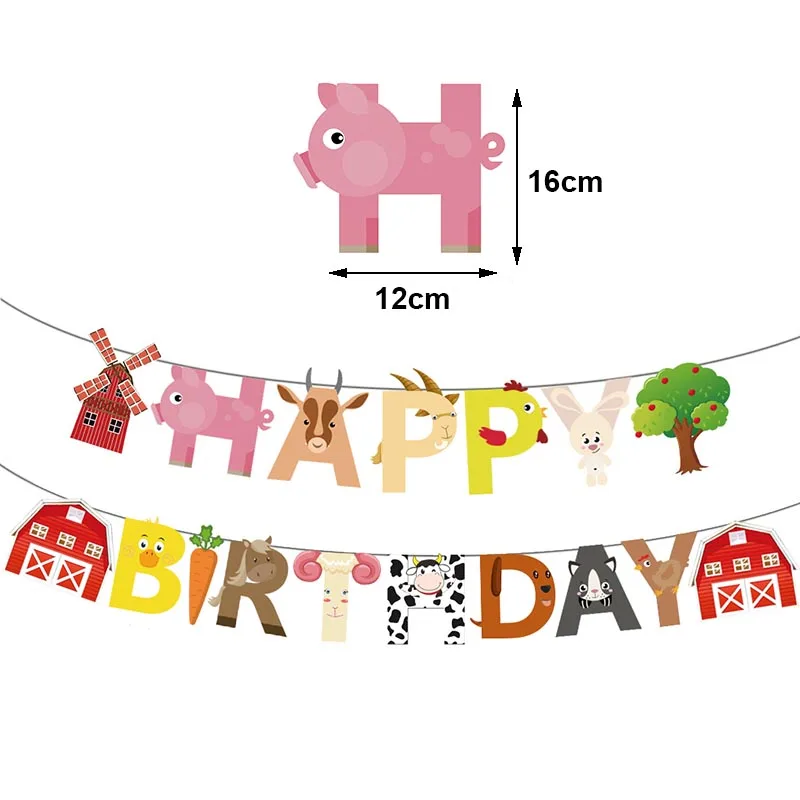 

Farm Animals Birthday Decoration Pull Flag Banner Balloon Pig Cow Walking Chicken Helium Balloon Birthday Kids Party Toy Supplie