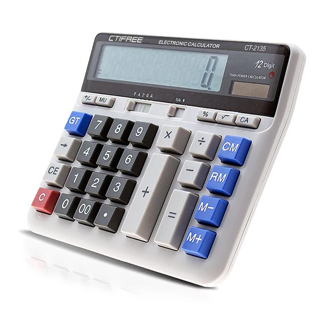 Electronic Calculator Counter Solar & Battery Power 12 Digit Display Big Button for Business Office School Calculating 1
