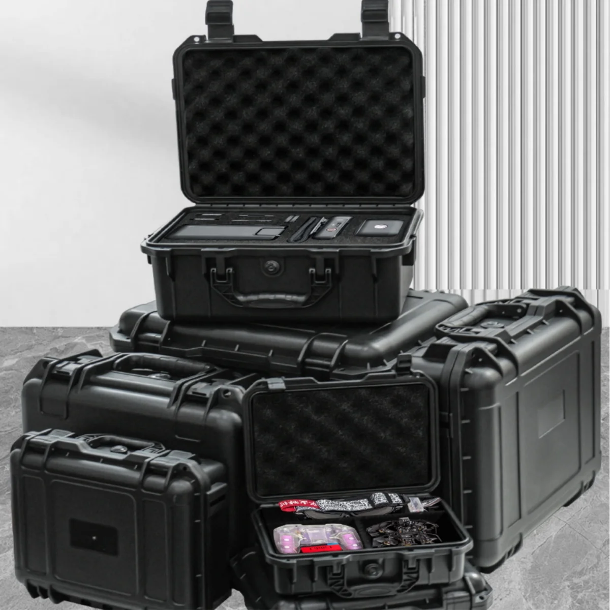 Waterproof Heavy-Duty Protective Tool Box Set Pre-cut Sponge Inserts Durable Plastic Shockproof Equipment Storage Box