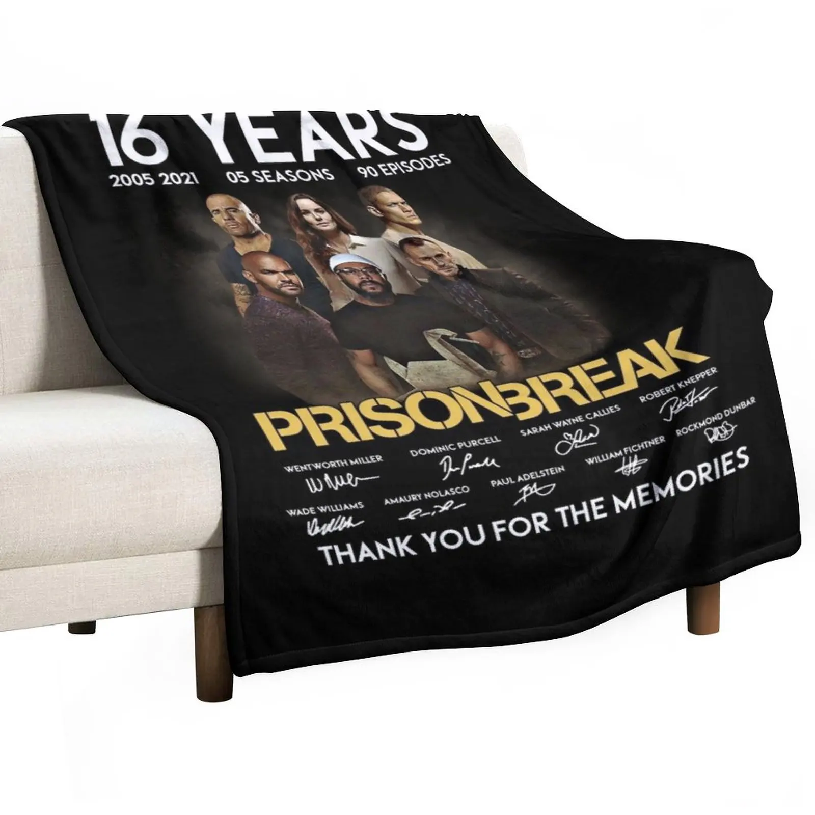 

16 Years Prison Break Signature , Thank You For The Memmories , Prison Break Throw Blanket Camping Blanket Hair Blanket