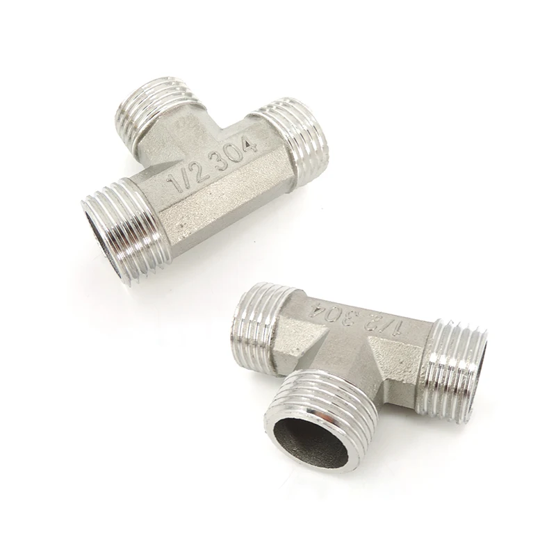 

G1/2 20mm 3 way male splitter Thread Tee Type Stainless Steel Butt Joint water hose connector Adapter Plumbing Fittings v