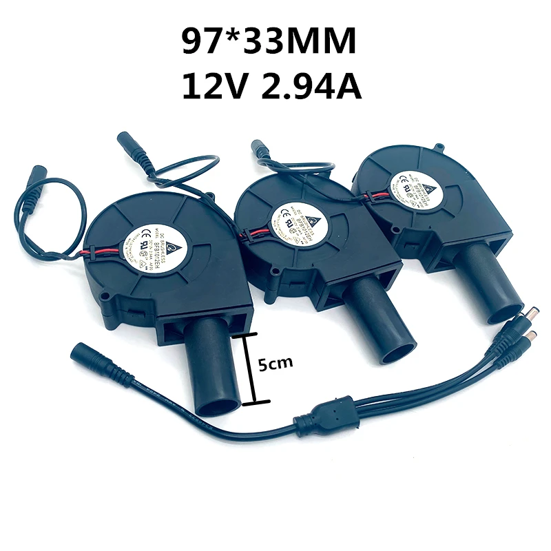 Universal Turbo Blower With Velocidade Regulation Fonte de Alimentação Grande Volume de ar Aquecimento de Churrasco 9cm 97x33 mm 100240v 12v 2.94a - Imagem 3