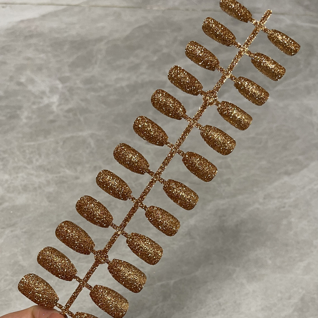 Short Nails Press On Full Set Coffin Nails Girl Ballet False Nails Finished Nail Art Glitter Shiny Blingbling Fake Nails