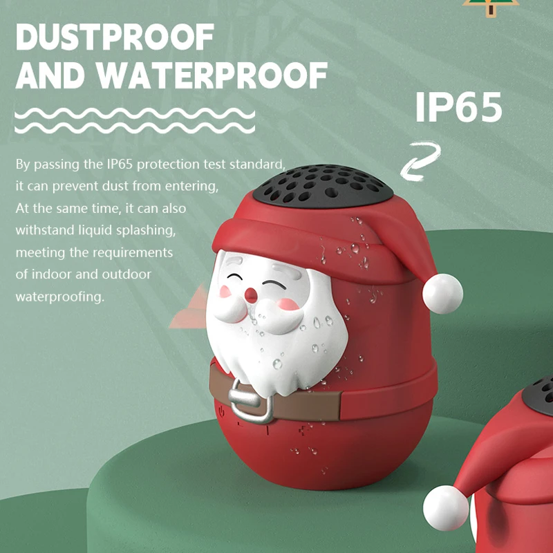 Cute Santa Claus Bluetooth Speaker Wireless TWS Stereo Bluetooth Soundbar IP65 Waterproof MP3 Music Player Support TF Card FM