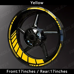 Reflective Motorcycle Wheel Sticker - 17 Inch Rim Stripe Decal (Yellow)