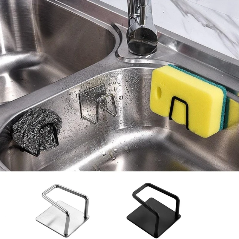 Magnetic sponge support and stainless steel drainage rack for kitchen, living room, bathroom sink, detachable cleaning cloth rac