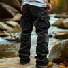Corduroy Casual 2024 Autumn Retro Loose Tooling Pockets Elastic Windproof Design Trousers Cargo Pants Men 4