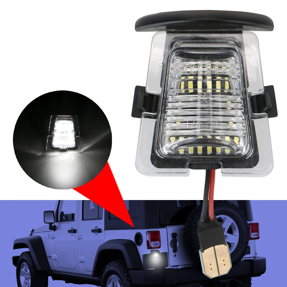 For Jeep Wrangler Jk Jku 2007-2018 Car License Light White Led Number  License Plate Light Auto Accessories - Signal Lamp - AliExpress