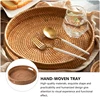 Eco Firendly Rattan Storage Tray Handwoven Wicker Basket Bread Snack Food Plate Fruit Cake Platter Dinner Serving Tray Tea Tray 4
