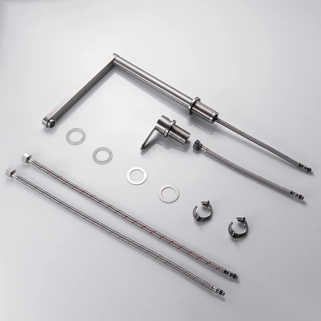 ก๊อกน้ำสำหรับห้องครัวยกซ่อนแบบพับได้หมุนได้360หน้าต่างด้านในที่มองไม่เห็นก๊อกน้ำร้อนผสมน้ำเย็นพร้อมที่จับอิสระ 6