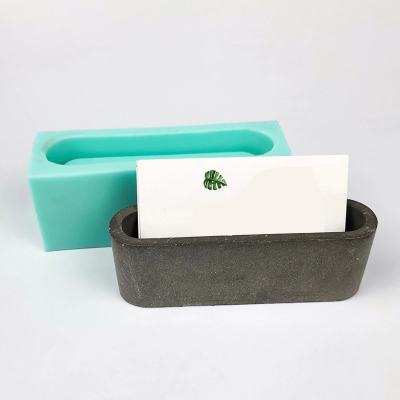 Oval Business Card Holder Base Box UV Crystal Epoxy Mold Clay Plaster