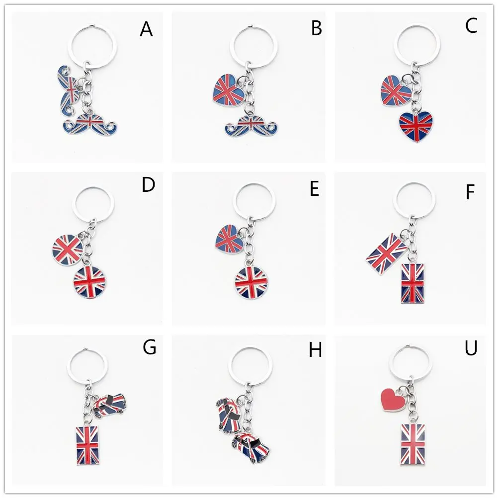 Metal Heart Pendant Union Jack Keyring GB British Flag