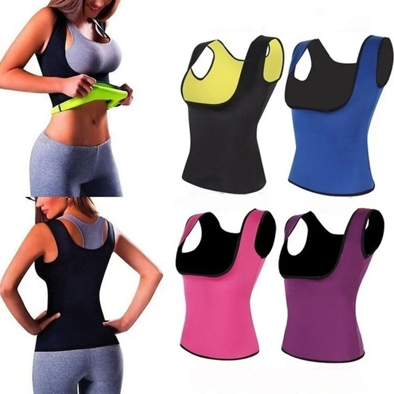 

Sweat Sauna Suit Vest Body Shaper Women Shapewear Waist Trainer Slimming Flat Belly Tummy Control Tank Top Fitness Weight Loss