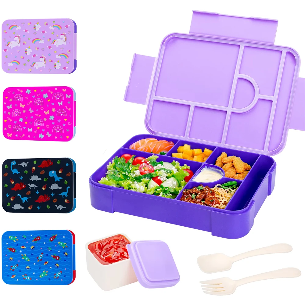 Large Capacity Bento Lunch Box Set with Leak-Proof Sealing Divided Fresh-Keeping Food Container Fork Spoon for School Kids