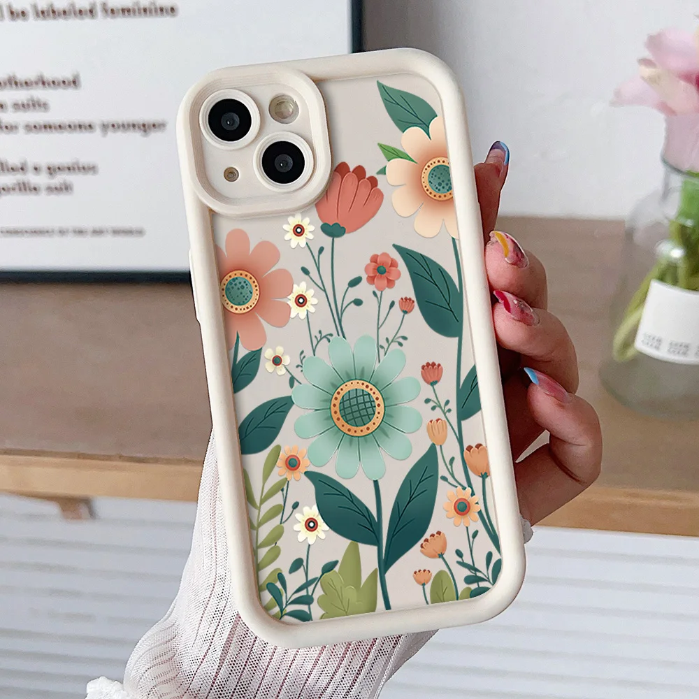Floral Wrist Chain Lanyard Phone Case with Soft TPU Cover