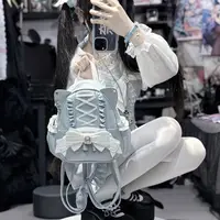 Japanese Bow Backpack Tote Cute Lace Cat Ear Student Large Capacity Women's Handbag Single Shoulder Bag 2