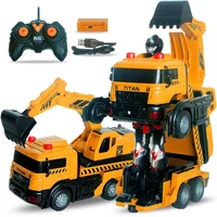 Rc Car Remote Control Fire Truck Deformation City Vehicle Robot Model Engineering Excavator Car Educational Boy Kids Toys 1