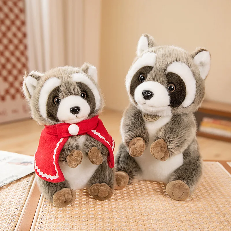 

17-30cm Simulation Raccoon Stuffed Animal Cute Standing Raccoon with Bells/Capes Plush Toys Dolls for Kids Boys Girls Gifts