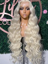 #60 Color Platinum Ash Blonde Lace Front Wigs Human Hair White 13X6 HD Transparent Lace Frontal Wig For Women
