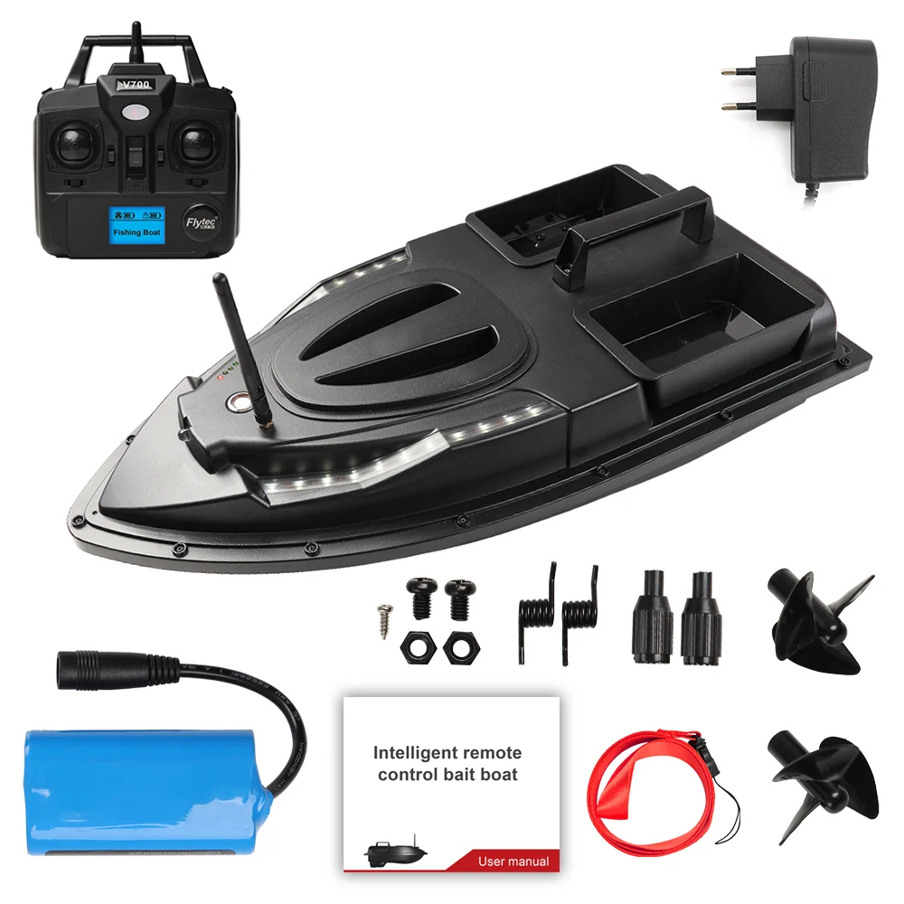 Bateau Appât Télécommandé Avec LED - Pour Pêche En Mer/Surf - Vert - ABS - 2 Ans Garantie