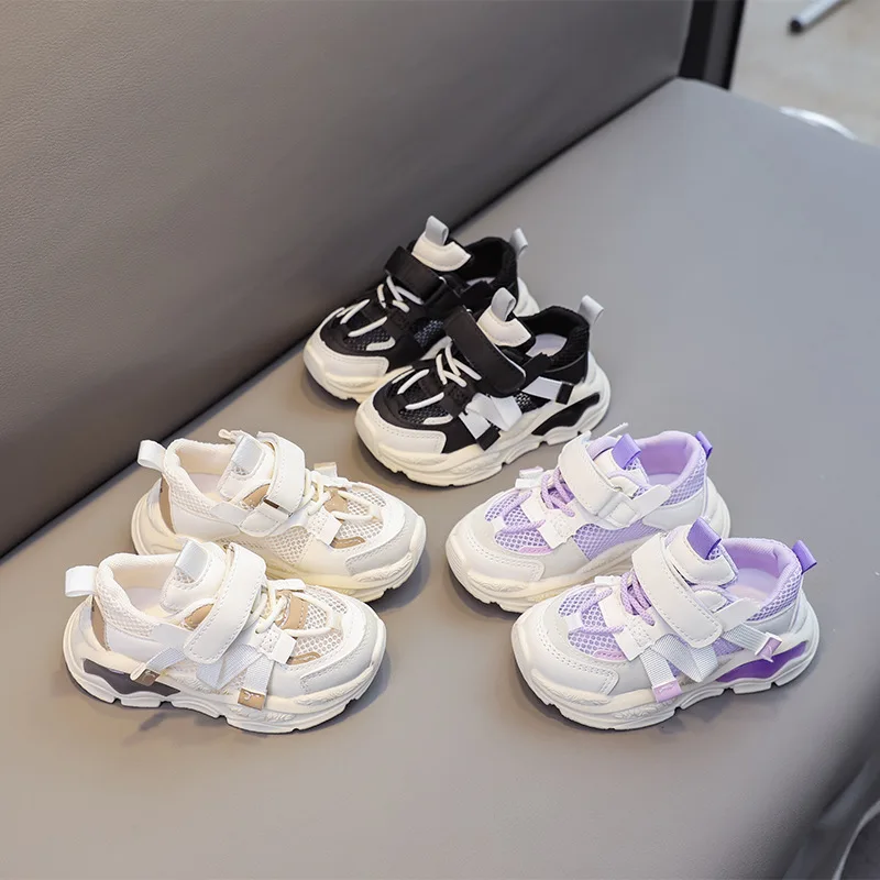 

2023 Summer Children Sports Shoes Mesh Lightweight Breathable Baby Girls Sneakers Toddler Boy Shoes for Kids School White Tennis