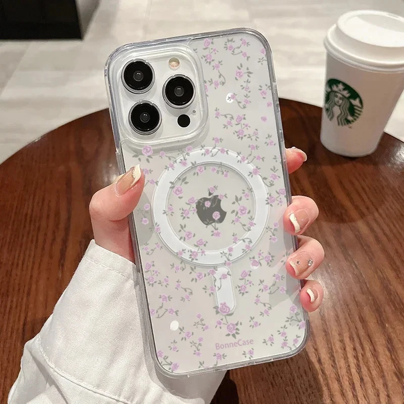 Adorable Fruit Cartoon Shockproof Transparent Phone Case with MagSafe Compatibility