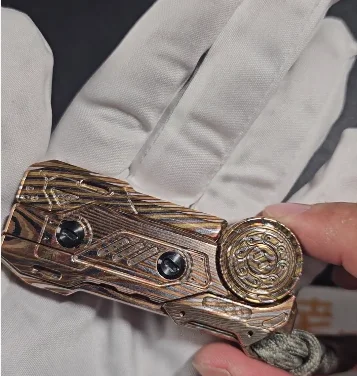 중고 EDC Yedc Copper Horse MT99 mokume fidget 슬라이더..