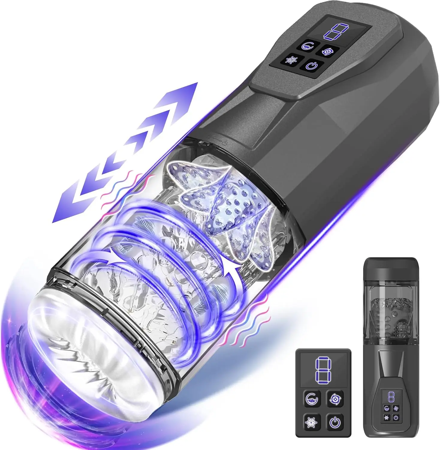 Male Masturbator 3 in 1 Automatic Male Masturbator with Vibrator and Rotating Thrusting Licking Men Penis Trainer Adult Sex Toys 3D Textured