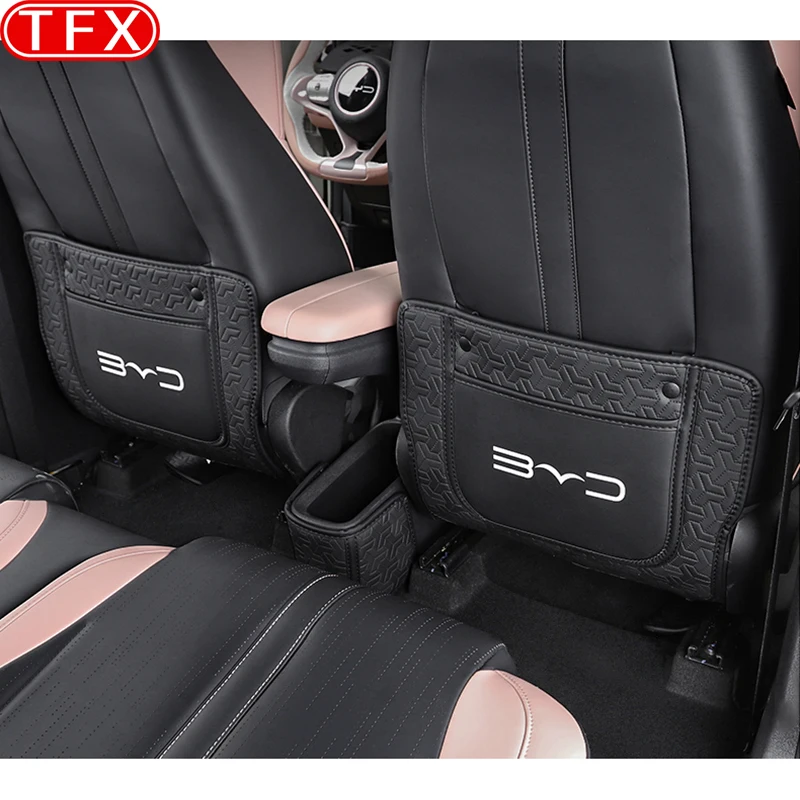 BYD Seargull Dolphin mini Car PU Leather Anti Kick Mat Pad Car Anti-kick Protector Mats Seat Back Protector Accessories car seat protector