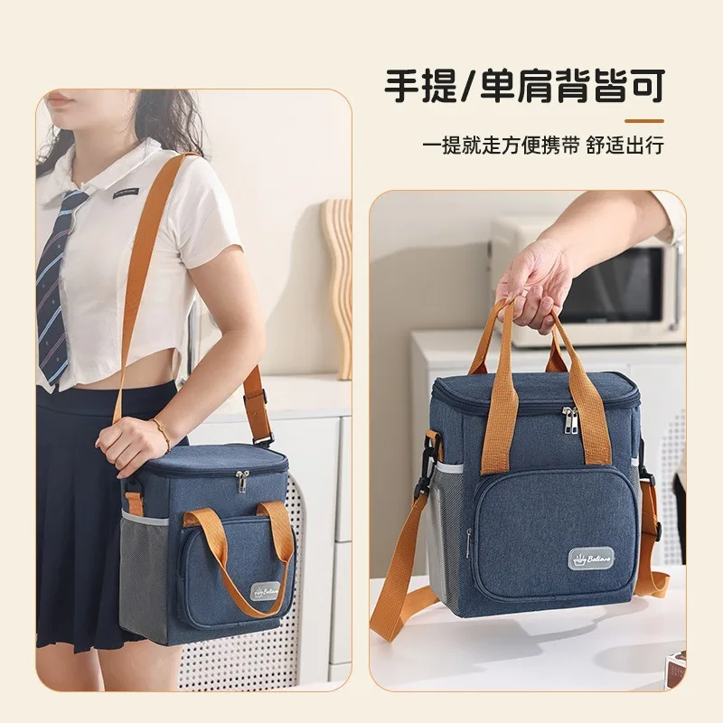 이중 레이어 보온 도시락 가방 크로스바디 벤토 토트백, 튼튼한 보냉 가방, 직장인/학생용, 인기 상품