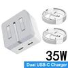 35W Dual USB C Ports Fast Charging PD Wall Charger Power Adapter Foldable UK US Plug For Iphone 15 16 Max ipad Pro Samsung Cable