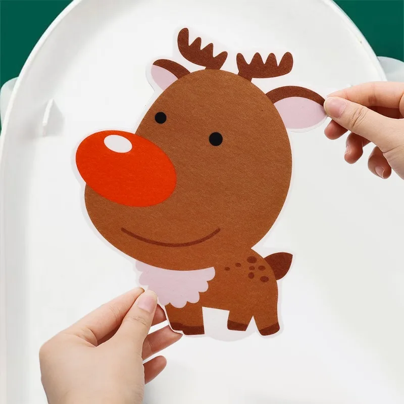 1/5PCS Toilet Deodorant Sticker Cartoon Animal Felt Flower Fragrance Sticker Bathroom Toilet Sink Odor Removal Decorative Poster