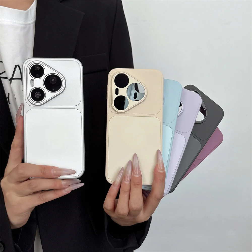 Solid Color Liquid Silicone Phone Case with Camera Lens Protection Cover