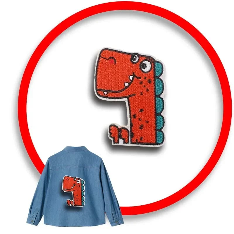 

1pcs Patch Stickers Iron On Patches for Clothing Sewing Dinosaur Embroidery Fusible Applique Badge Bag Decoration Stripes