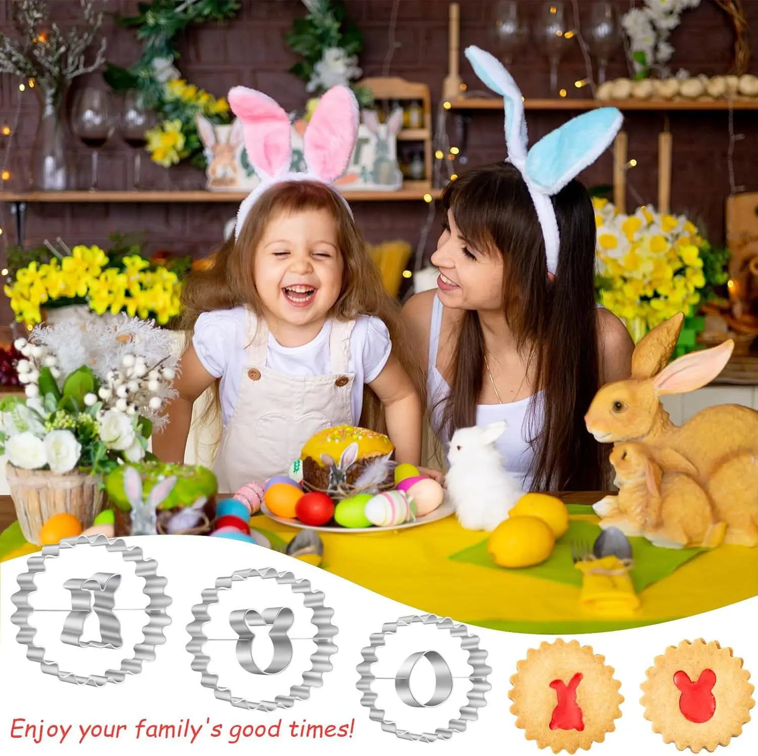 Easter Cookie Cutters Set Rabbit/Egg/Carrot/Butterfly/Chick/Round Stainless Steel Pastry Molds for Biscuit and Cake Decoration