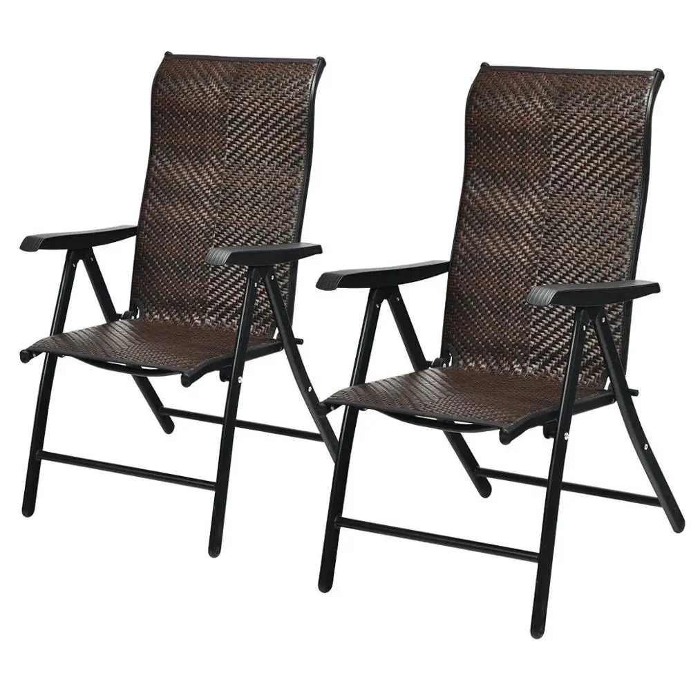 Goplus Juego de 5 piezas de muebles de patio para exteriores, mesa redonda  de jardín resistente a la intemperie y 4 sillas plegables (4 sillas tipo