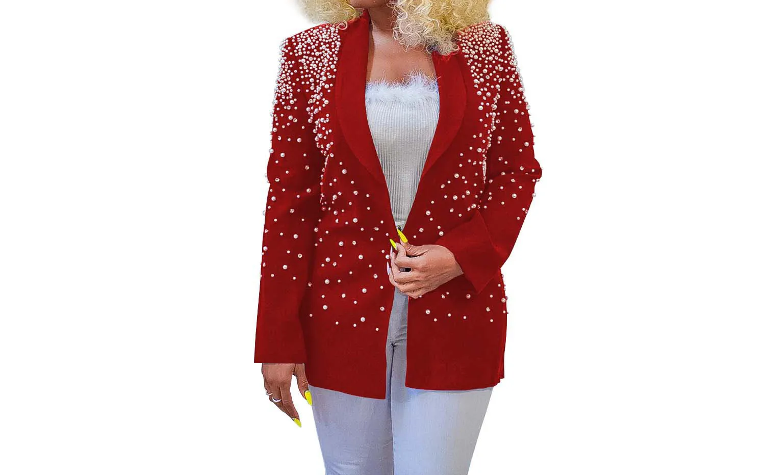 Jacket for Women Fashion Temperament Commuter Solid Color Embroidered Flares Large Lapel Long Sleeve Suit