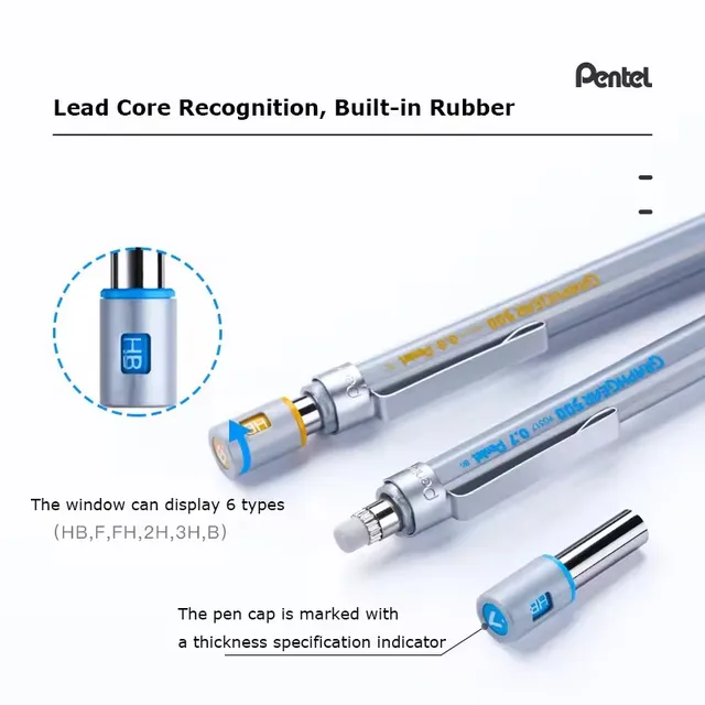 Pentel Matita meccanica GraphGear 500 Matite automatiche in piombo non infrangibile Penna da disegno professionale per fumetti artistici Forniture utili per la scuola 3