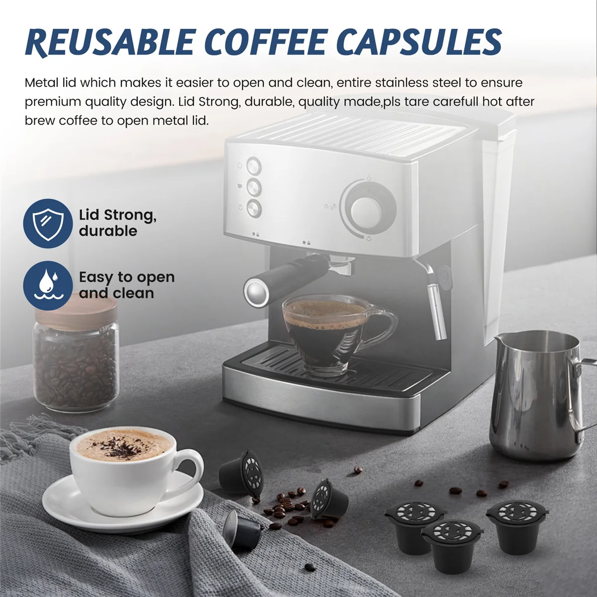 10 Pcs Reusable Refillable Coffee Capsule Filters for Nespresso with Spoon Brush Kitchen Accessories Coffee Filter Black HOT