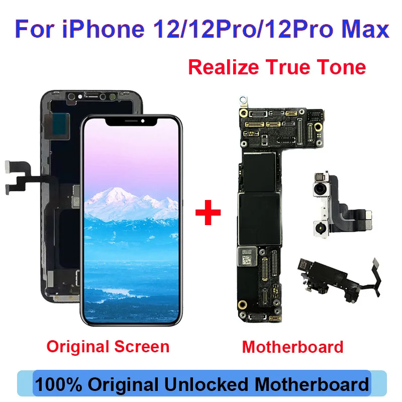 

Motherboard for iPhone 12Mini 12 Pro 12 Pro Max, Original Screen Display, Unlocked Motherboard with Face ID, Full Chip with LCD