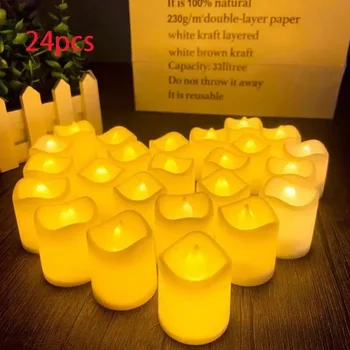 Bougies chauffe-plat LED sans flamme à piles, décoration romantique, utilisation pour fête de mariage, coquillages rouges, 24 pièces 1