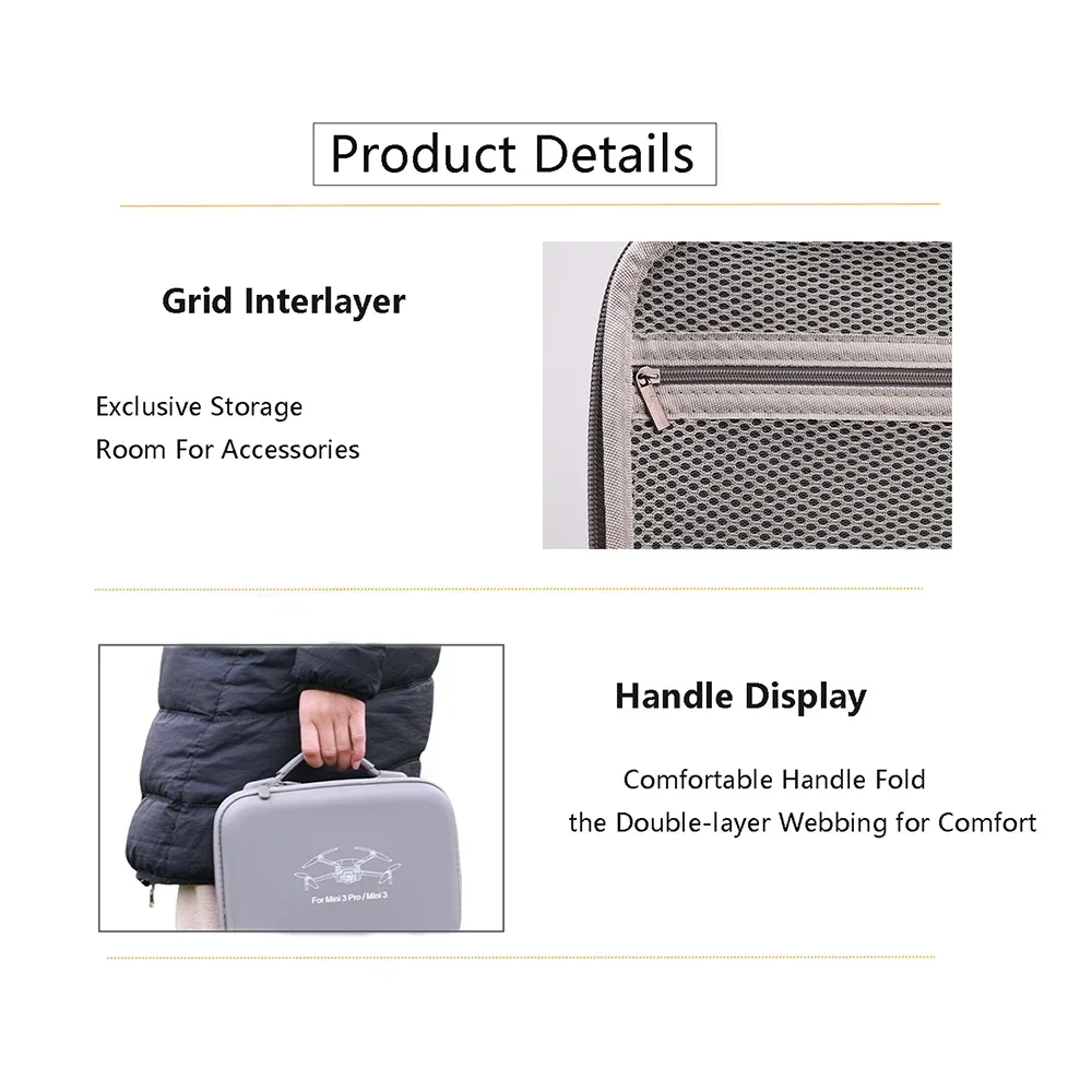 Storage Bag Handbag PU Bag Portable Carrying Case Waterproof Box For DJI Mini 3 Pro Drone Accessories