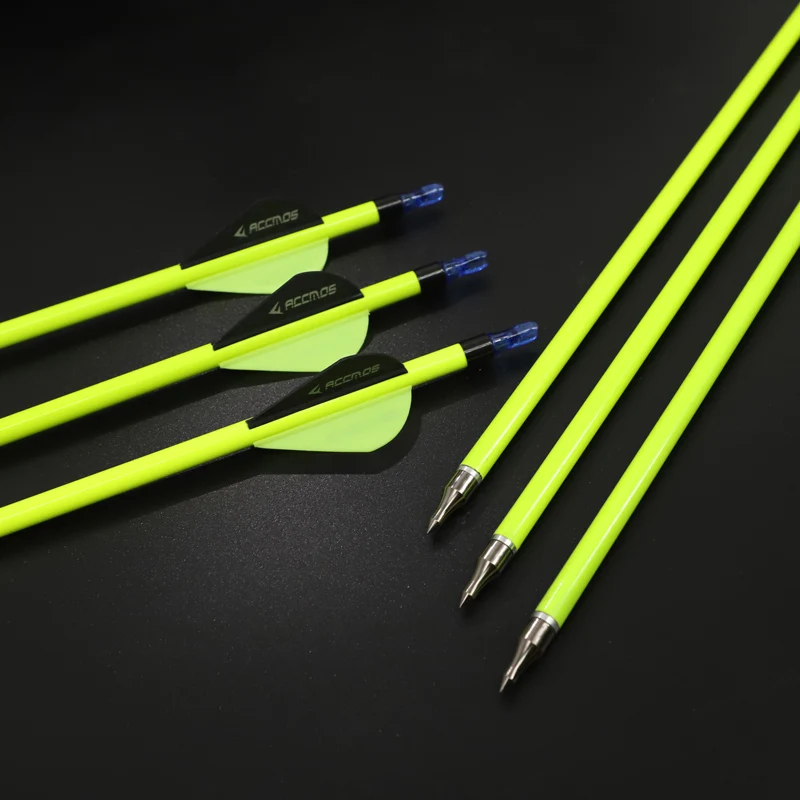 6/12pcs 28/30inches Archery Spine 500 Mixed Carbon Arrow Yellow for Recurve/Compound Bows Archery Hunting