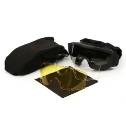 Enhanced Tactical Windproof Goggles with Replaceable Lenses (Black set)