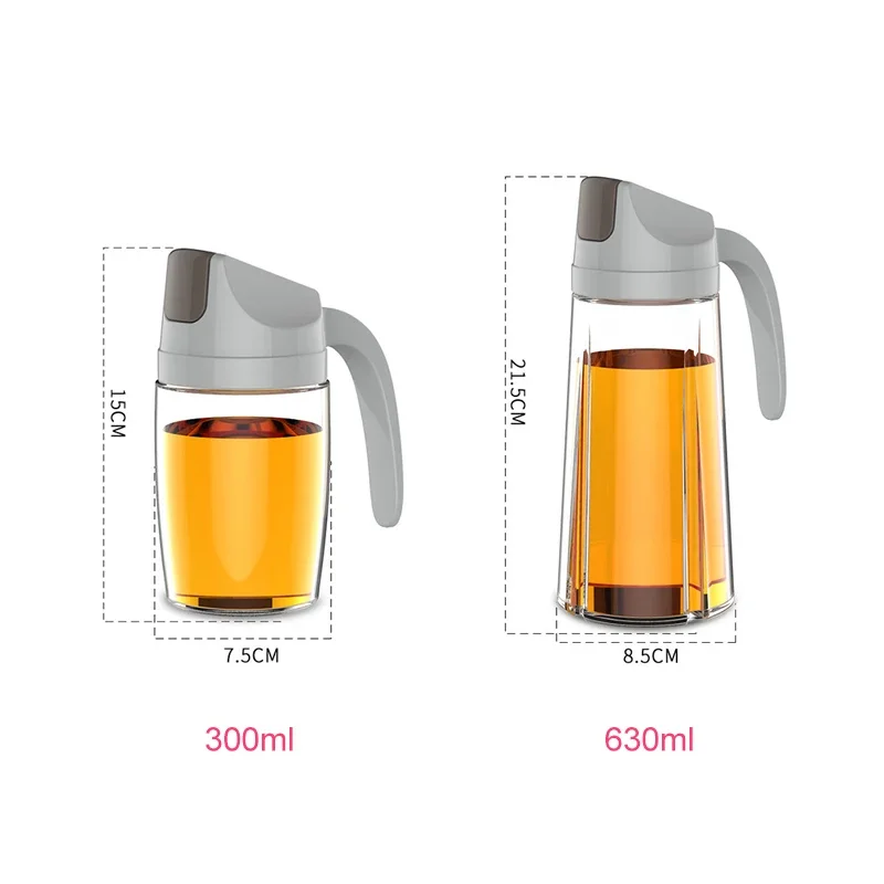 Automatic Opening Oil Bottle Glass Oil Pot Creative Seasoning Storage Bottle Practical Kitchen Tool Liquid Seasoning Organizer