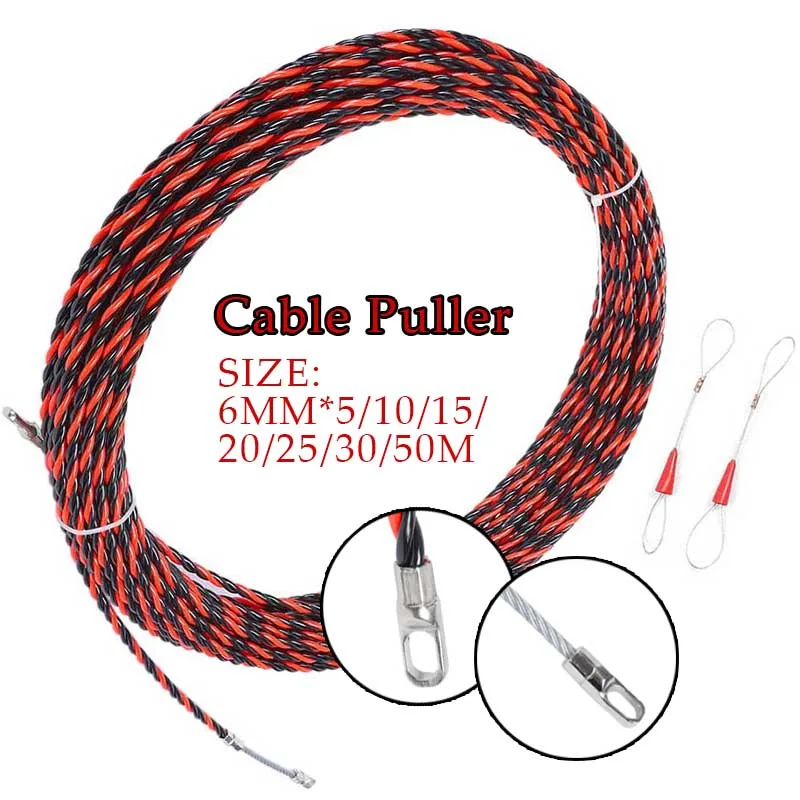 Nylon Electric Cable Push Pullers Tape Wire 5-50M 6mm Cable Puller ...