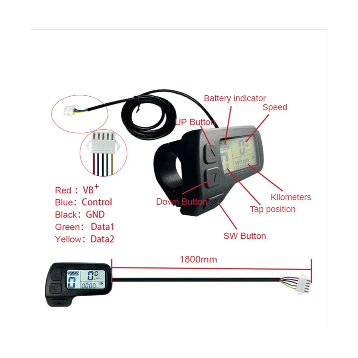 Electric Bicycle Display KT-LCD11 5Pin Display with Waterproof Plug Drive Motor Conversion Ebike Accessories