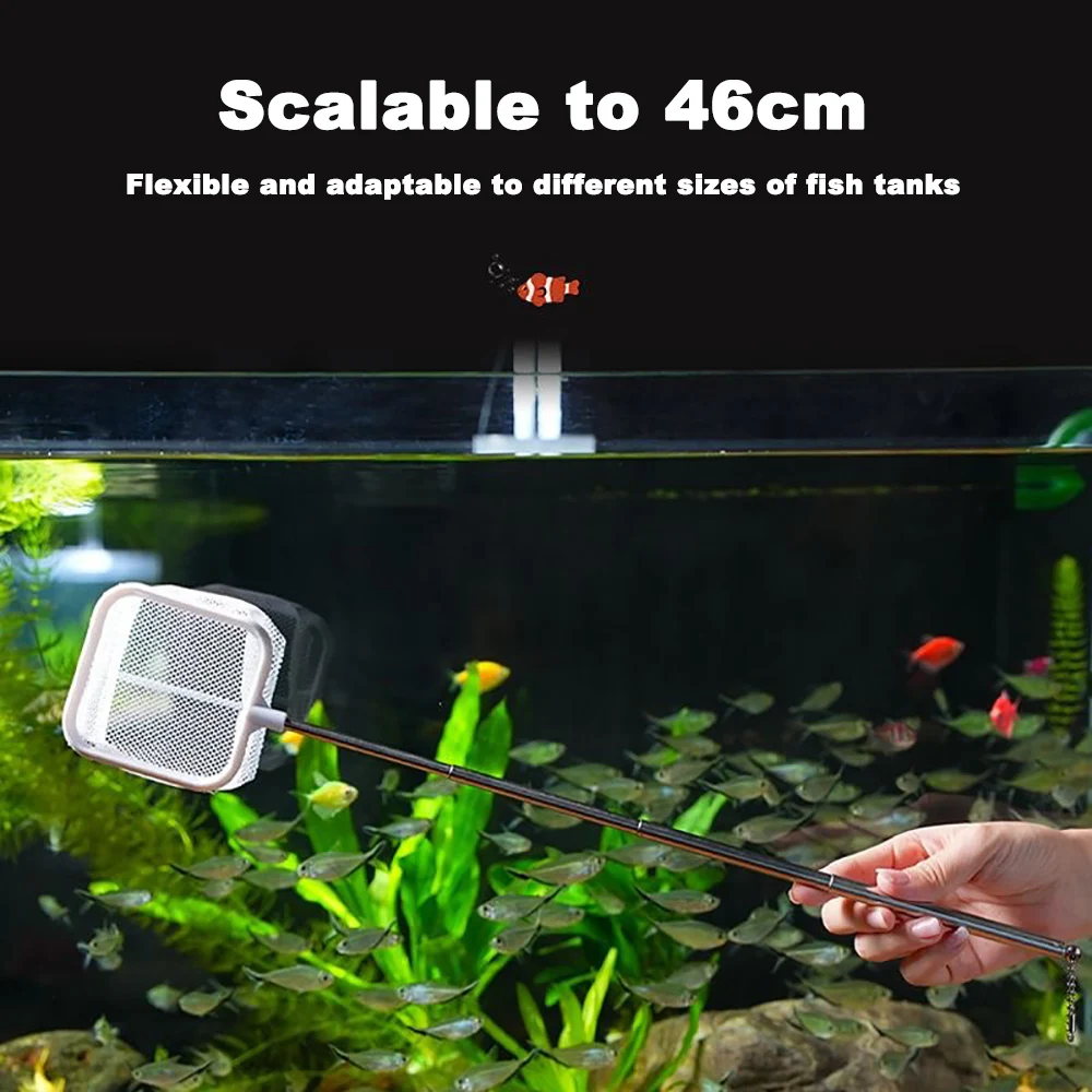 Aquarium Square Fishing Net With Suction Cup Extendable Long Handle Fishing Gear For Catching Fish Shrimp Tank Clean Accessories 5