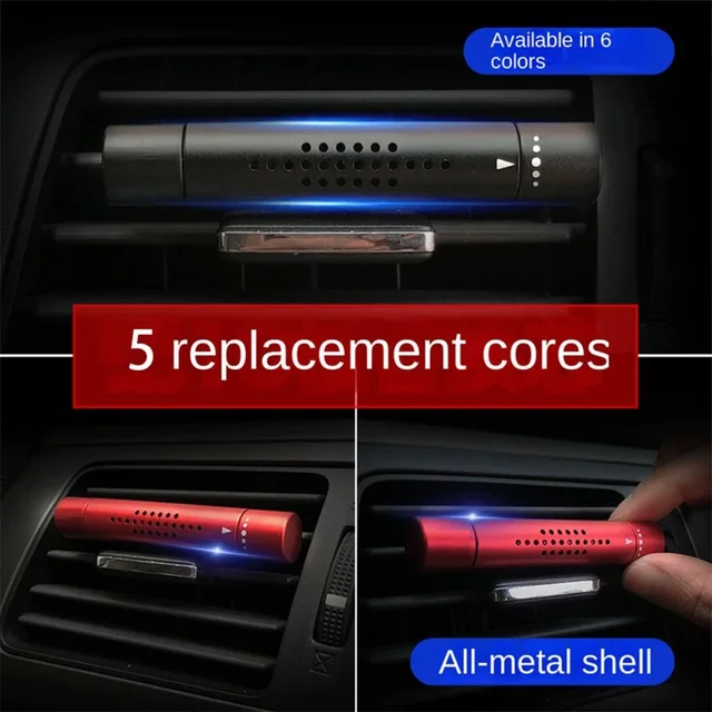 Car Air Vent Freshener Perfume Diffuser Metal Air Conditioning Outlet Clip with 5 Aroma Fragrance Sticks Auto Interior Accessory 2