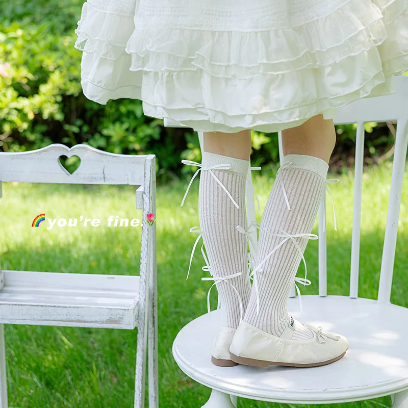 Ballerina Princess Sheer Knee High Socks with Bows